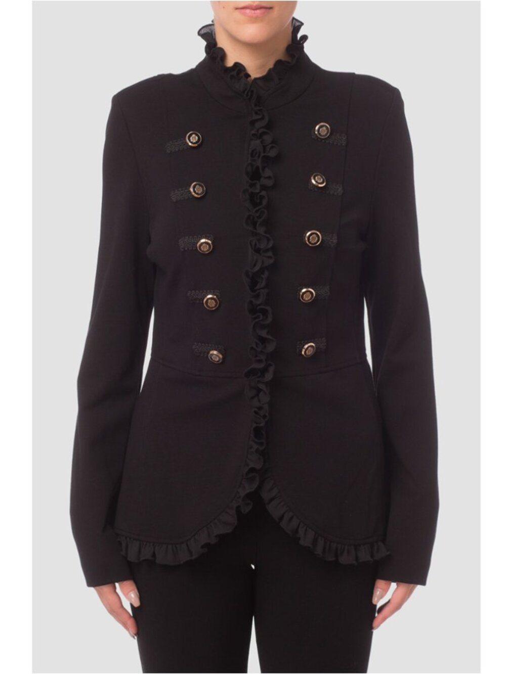 Joseph Ribkoff Military Jacket with Ruffles and peplum hem